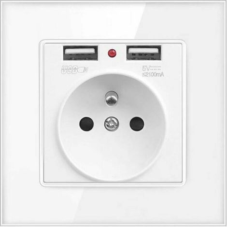 Enchufe de pared con doble USB - Cargador para iPhone/Android Enchufe francés