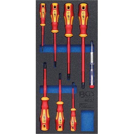 Insert de Servante d Atelier 1/3 - Jeu de 8 Tournevis VDE - Isolation Sécurisée et Précision Professionnelle - D-Work