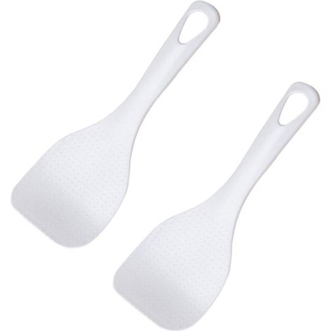 Cuiseur à riz, lot de 2 cuillères à riz en plastique antiadhésives pour porridge, cuillères de service pour ustensiles de cuisine (blanc) (1/5)
