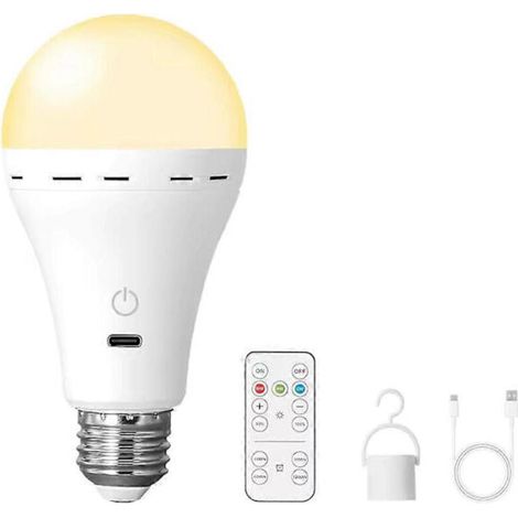 Wiederaufladbare E26-LED-Lampe mit Fernbedienung, smarte Dreifarbenlampe mit Haken, Dreifarbenbeleuchtung