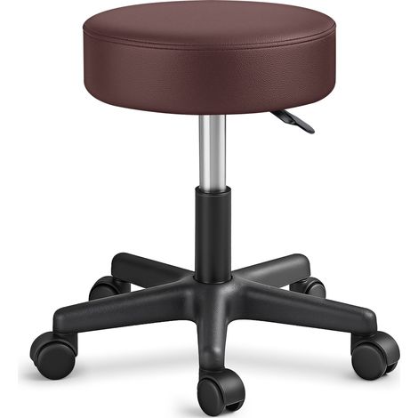 Sgabello da lavoro Sgabello girevole Sgabello Sgabello per salone estetico Sgabello per ambulatorio medico, con rotelle, rotazione libera di 360°, 10 cm di imbottitura, 8 colori diversi (Marrone)