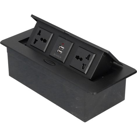 Multiprise de table escamotable avec double port USB et boîtier de connexion 250 V J29 pour bureau à domicile (1/5)