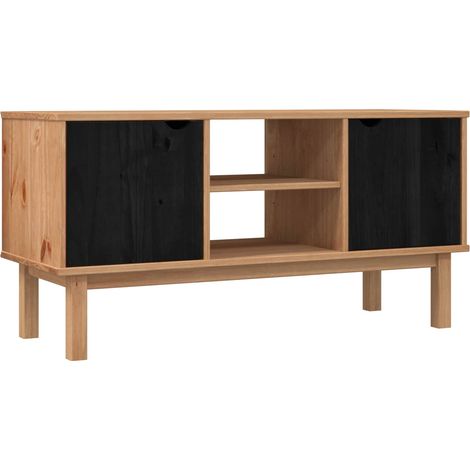 TV Stand OTTA 113.5 x 43 x 57 cm Black Solid Pine Wood vidaXL