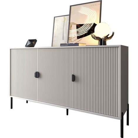 Schrank Parenti, Anrichte Schubladen, Regale, Türöffnung, 203x49x83h cm Beige