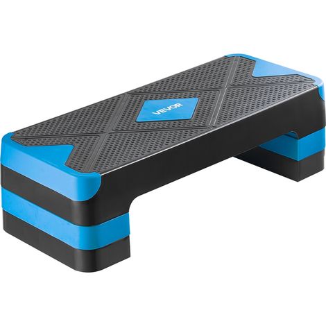 Stepper Aérobie Fitness 71 cm de Long, Step de Fitness Réglable en Hauteur, Plate-forme pour Exercices d'Aérobic avec 4 Rehausseurs, Antidérapant, pour la Musculation Domicile Gym, Bleu (1/5)