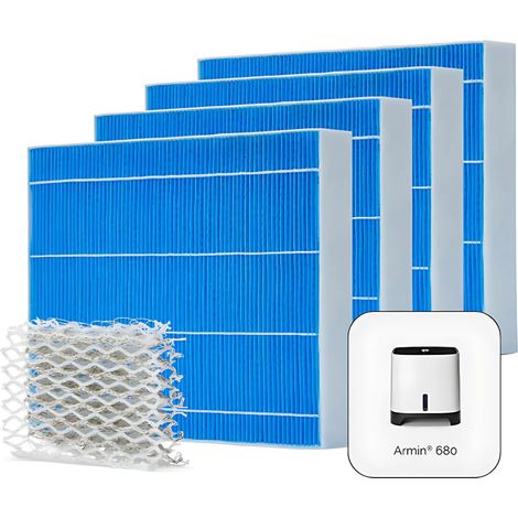Meaco Armin® Pack 4x Almohadillas de Evaporación & Silvertex® para Armin 680ml – Compatible con humidificadores, sin cal, antimicrobiano, larga duración