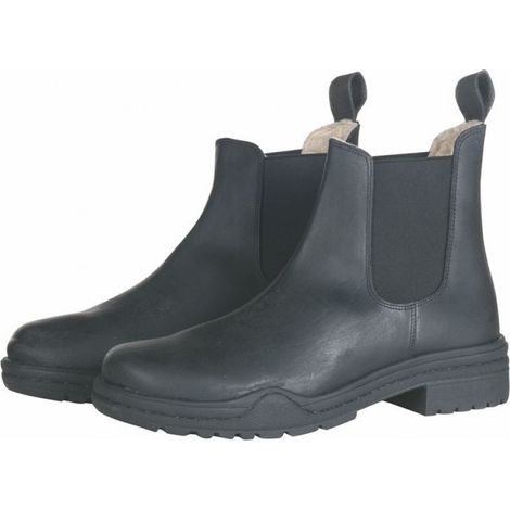 Stivaletti equitazione adulto in pelle con fodera morbida in peluches modello Oklahoma: 39, Nero