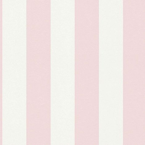 Papier peint intissé couloir | Papier peint rayures blanc et rose chambre de fille | Tapisserie blance et rose à rayures pour chambre enfant - 10,05 x 0,53 m (1/5)