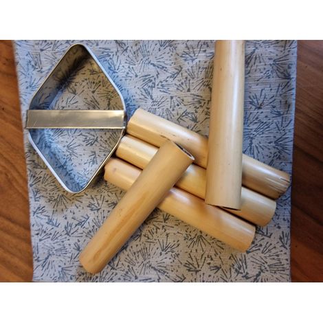 traditional Cannoli set stainless steel Cutter + 5 bamboo moulds  Sicilian/Italian dessert