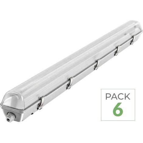 Kit de Réglette LED IP65 + 2 Tube Néon LED 120cm T8 18W - Pack de 6 / Blanc Neutre - SILUMEN