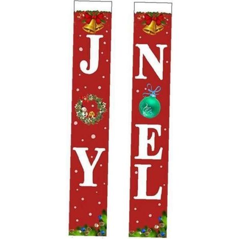 Porche de Noël Bannière Signes rouge pour la porte d'entrée de la porte d'extérieur extérieur décoration de STICKERS DE NOEL (1/4)