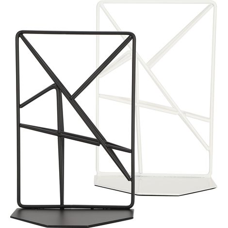 Lot de 2 serre-livres décoratifs, supports pour livres, étagères, design géométrique, pour la maison ou le bureau (1/5)