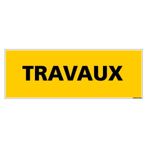 Panneau de Signalisation danger TRAVAUX (C0225) - Adhésif - 210 x 75 mm