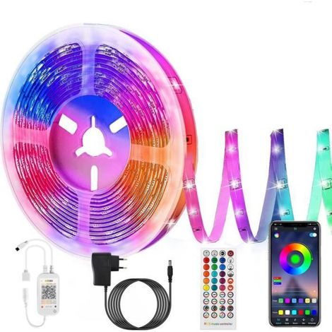 Ruban LED 5M - Bande LED Strip avec Télécommande - Synchroniser avec Rythme de Musique - Bande LED Lumineus MOUSTIQUAIRE DE CAMPING (1/5)