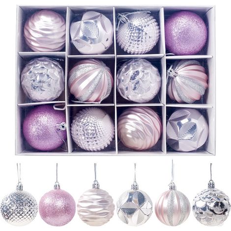 Boule De Noel - 12 Pièces Diamètre 6 Cm En Plastique Résistant - Décoration Arbre De Noël Intérieur Extérieur - Lot Complet Avec Cordon De Suspension (1/5)