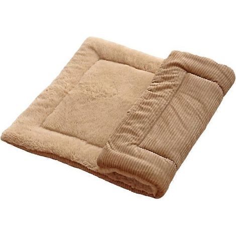 Weiches und warmes Hundebett, waschbare Kennelmatte für große, mittlere und kleine Hunde - Größe S, khakifarbene Streifen, komfortable Haustierbettwäsche.
