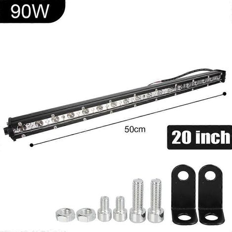 Barre lumineuse LED antibrouillard 12V/24V 6D ultra-mince 4x4 8 pouces pour moto, 4x4, SUV, quad, tracteur, camion 20 pouces 90W (1/5)