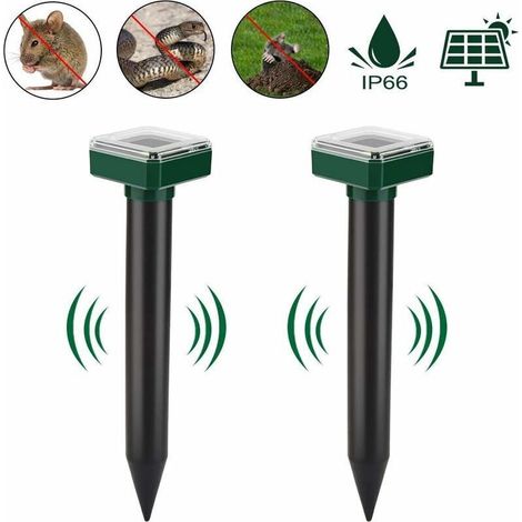 Ultraschall-Solargerät zur Wühlmausabwehr, Schutzart IP56, für den Garten, 2er-Pack (1/5)