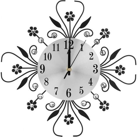 Horloge Murale Décorative en Forme de Fleur 35 cm avec Strass pour Salon Bureau (1/4)