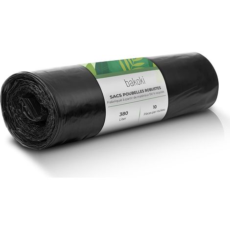 Sacs poubelle 380 l - Extrêmement résistants à la déchirure, extra solides, idéaux pour la maison, le jardin et les entreprises - Rouleau de 10 sacs poubelle pour charges lourdes pour la (1/5)