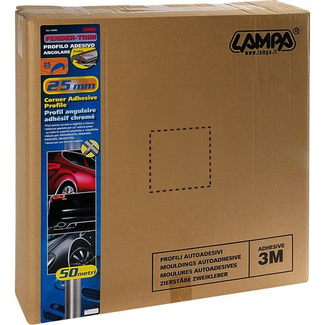 Fender-Trim, profilo adesivo angolare cromato - 50 m - 25 mm