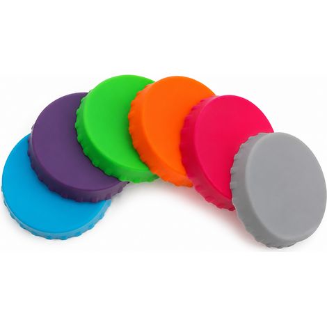 6 Pcs Bouchon Silicone Bouteille Multicolore 6,3cm Réutilisable Étanche Boisson Canette Coca (1/5)