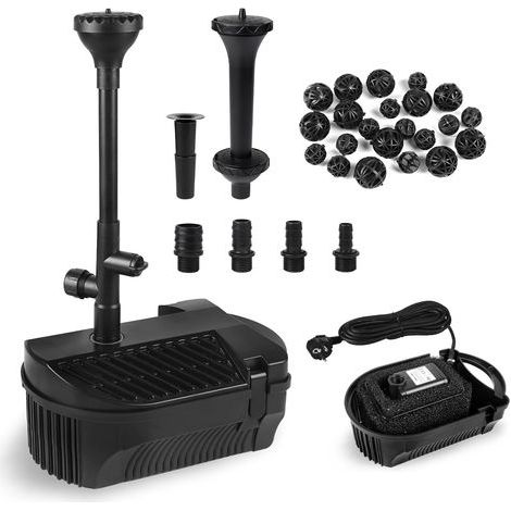 Pompe de bassin d'extérieur avec filtre et kit de fontaine 2450 l/h 50 W - Pompe de fontaine - Filtre de bassin bio - Kit complet avec pompe - Système de filtration - Bassin - Pompe de ruisseau (1/5)