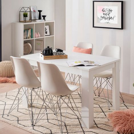 Mesa Fija Uscio, 6 Asientos, Forma Rectangular, Material de Tablero en Madera Noble, 120x80x74.5h cm Blanco (1/5)