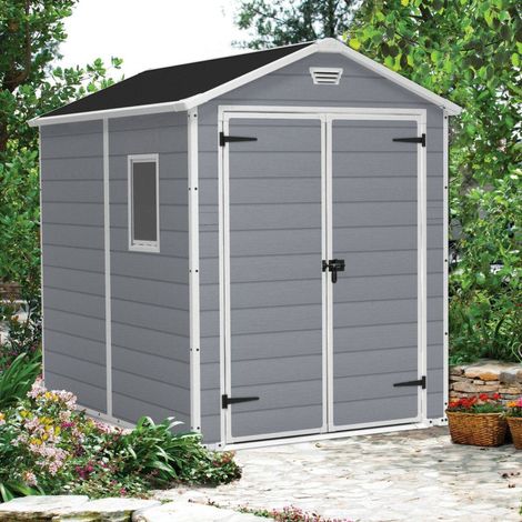 Abri de Jardin Cranbrook, Résistant aux Intempéries, Avec Fenêtres, 236,8x185,8x227h cm Gris