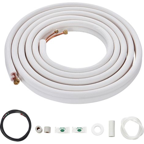 Mophorn Set mini linea split da 4.876,8 mm, tubi in rame con diametro esterno di 6,4 e 12,7 mm con isolamento a triplo strato, include cavo di collegamento da 18 piedi e accessori