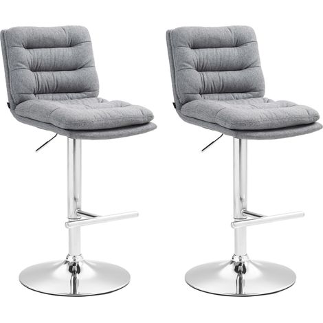 2er Set Barhocker Damar Stoff grau chrom