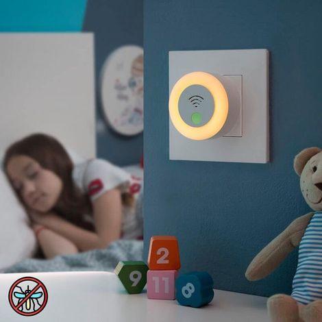 Repellente per insetti a ultrasuoni con luce LED, sicuro ed efficace, dal design compatto e vivace, perfetto per l'uso in casa e in giardino. (1/3)