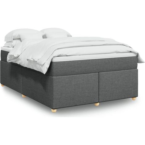 Cama box spring con colchón tela gris oscuro 140x190 cm vidaXL (1/5)