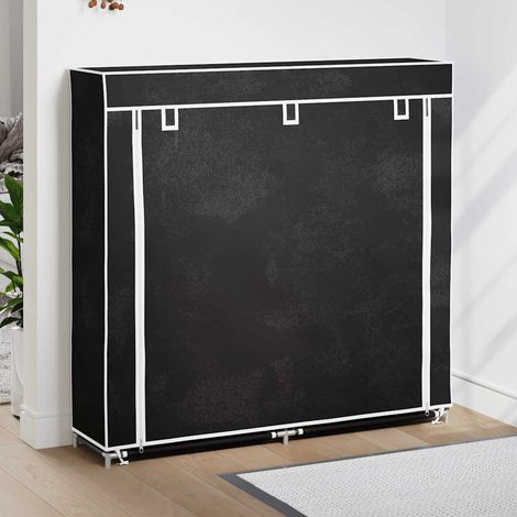Armoire à chaussures avec housse 115 x 28 x 110cm Tissu Noir