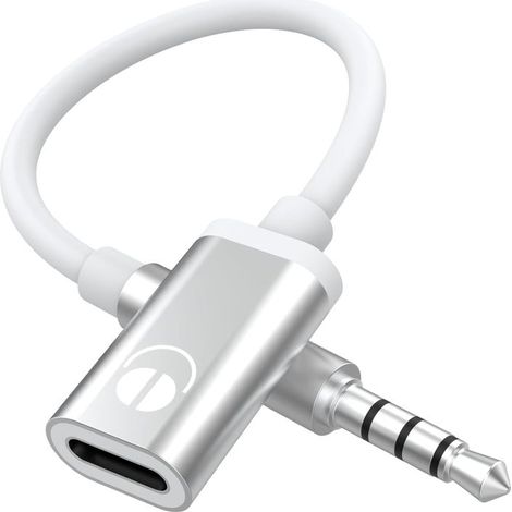 Irovami Adaptateur casque 3,5 mm mâle vers USB-C femelle, adaptateur analogique pour ordinateur portable, argent (1/5)