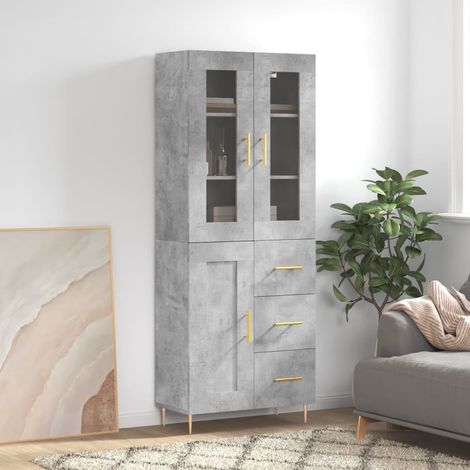 Highboard Concrete Grey 69.5x34x180 cm Engineered Wood vidaXL (1/5)