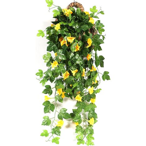 Fleurs artificielles pendantes 90 cm – Tissu de soie et plastique – Décoration murale et extérieure – Guirlande élégante pour mariage (1/4)