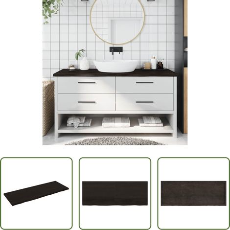 Holz Tischplatte -  Waschtischplatte Dunkelbraun 160x60x(2-4)cm Massivholz (1/5)