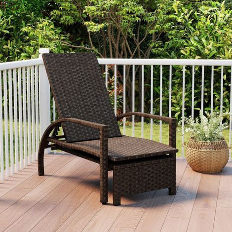 Outdoor wicker chaise lounge with adjustable backrest 227459313 227459313 (1/5)