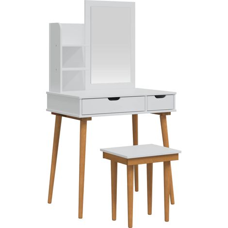 Schminktisch-Set FAUSKE 4 Stk. Weiß 76 x 50 x 143 cm vidaXL (1/5)