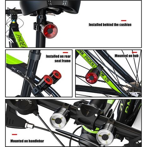 Phare arrière vélo USB rechargeable, étanche IPX5, 3 modes lumineux, sécurité cyclisme nocturne (1/4)