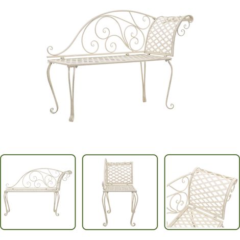 vidaXL Chaise longue ergonomique -  Chaise longue de jardin 128 cm Métal Antique Blanc (1/5)
