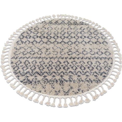 Teppich BERBER AGADIR G0522 Kreis sahne / grau Franse berber marokkanisch shaggy beige rund 120 cm