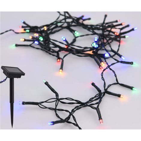 Solar Draht Lichterkette bunt - 7 m / 50 LED - Deko Beleuchtung für Garten und Balkon
