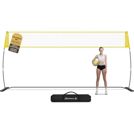 Filet de Volley-Ball, Portable pour Le Jardin Hauteur Réglable, Cadre Robuste, Conception Autoportante - Set de Volley-ball, avec Sac de Transpor (1/5)