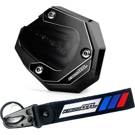 (1 jeu noir - K1600GTL) Compatible avec BMW K1600B, K1600GT et K1600GTL (2017-2023) (non compatible avec les modèles 2011-2016) Béquille latérale de moto CNC avec extension et porte-clés maxpower (1/4)