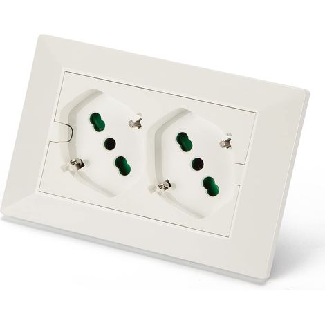 Doppia Presa Incasso per Scatola Serie Fanton Opera Plus Colore Bianco (1/3)