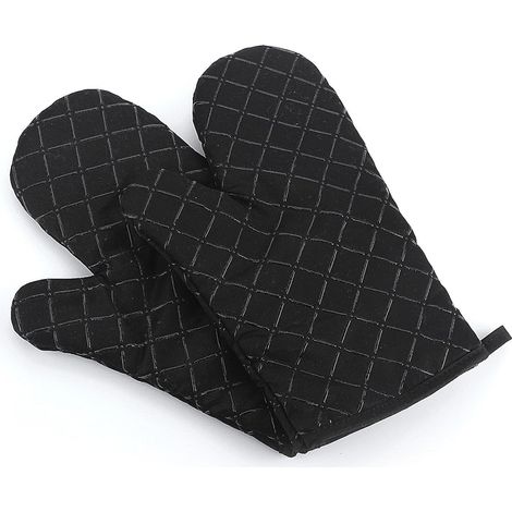 1 Paire Gants de Four, Gants de Cuisine résistants à la Chaleur, Gants de Cuisson, Gants de Four Antidérapant, Gant résistant à la Chaleur, Convient pour la Cuisine, Barbecue, Cuisson, Cuisson (Noir) (1/5)