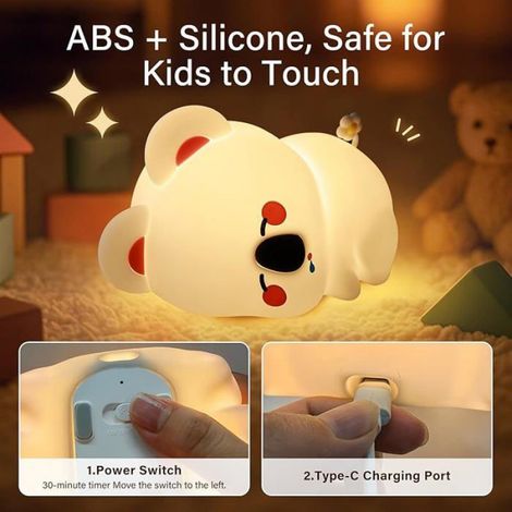 Veilleuse Koala - Lampe À LED Réglable 3 Niveaux - Minuterie 30 Min - Rechargeable USB-C - Pour Chambre Enfant - 1 Pièce (1/5)