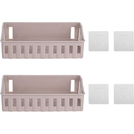 Wandmontierter Shampoo-Halter mit kostenlosem Bohrer – Badezimmer-Organizer mit Ablagefach – Hellbraun